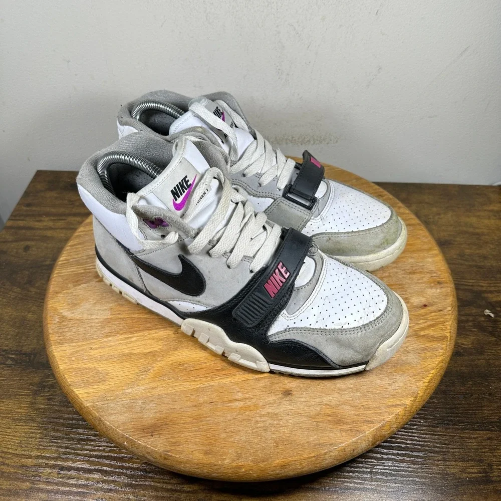 Nike Air Trainer 1 High Top Sneakers FN6885-062 Gray Purple White Mens Size 8